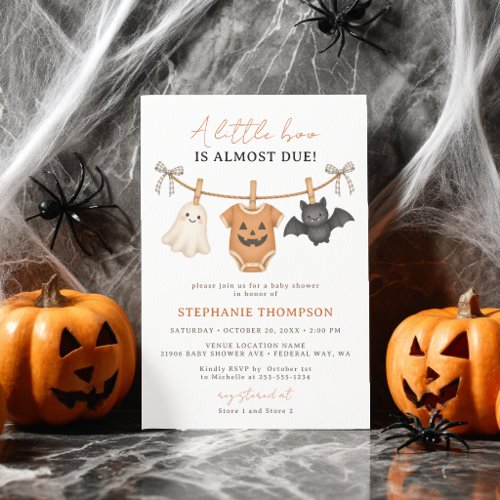 Little Boo Halloween Gingham Baby Shower  Invitation