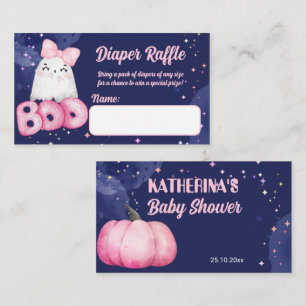 Little boo Halloween girl baby shower diaper raffl Enclosure Card