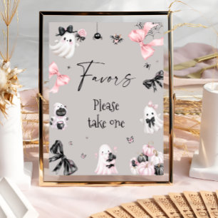 Little Boo Halloween Girl Baby Shower Favors Poster