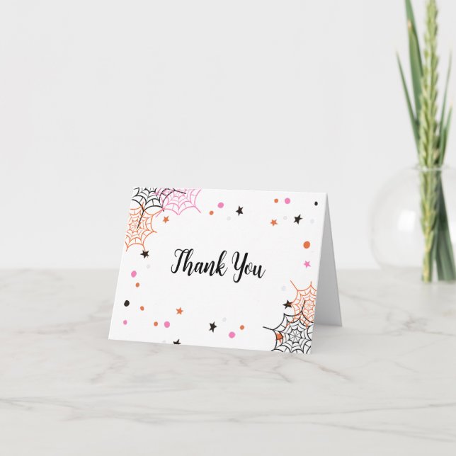 LIttle Boo Halloween Girl Baby Shower Thank You Card (Front)