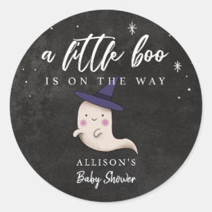 Little Boo Halloween Girl Ghost Baby Shower Classic Round Sticker