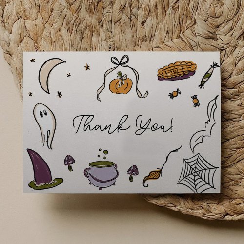 Little Boo Halloween Illustrated Baby Shower Thank You Card