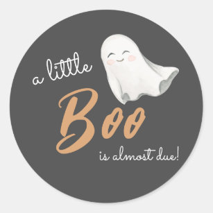 Little Boo Halloween Neutral Baby Shower   Classic Round Sticker