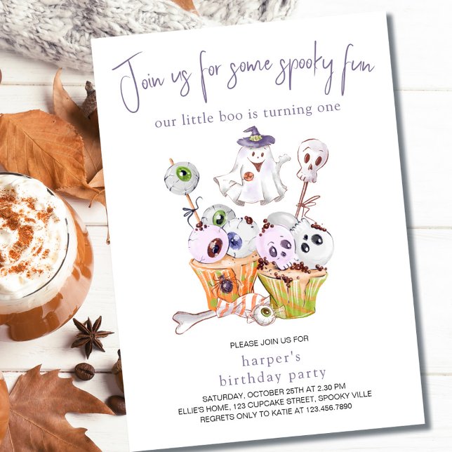 Little Boo Halloween Party Food 1st Birthday Invitation (Creator Uploaded)