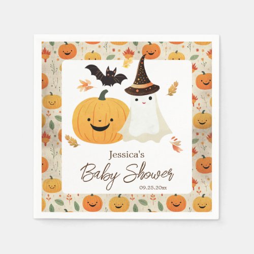 Little Boo Halloween Pattern Baby Shower  Napkins