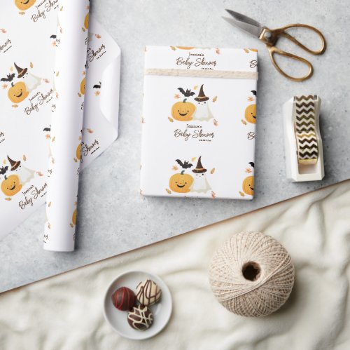 Little Boo Halloween Pattern Baby Shower  Wrapping Paper