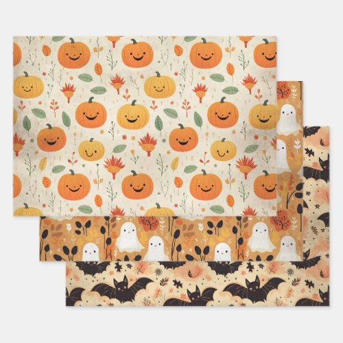 Little Boo Halloween Pattern Baby Shower  Wrapping Paper Sheets