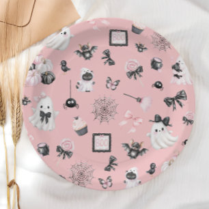 Little Boo Halloween Pink Baby Shower  Paper Plates