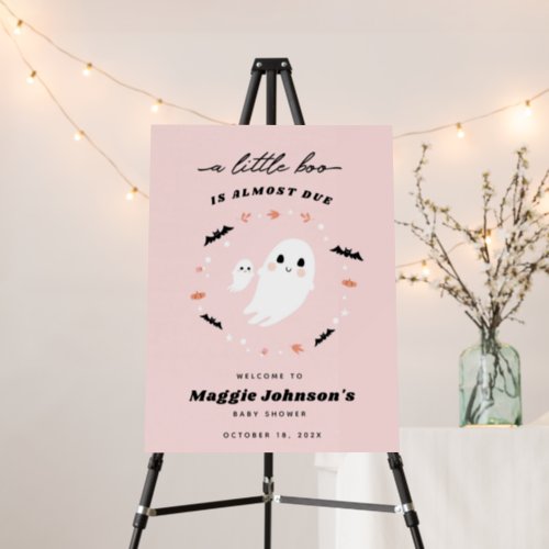 Little Boo Halloween Pink Baby Shower welcome sign