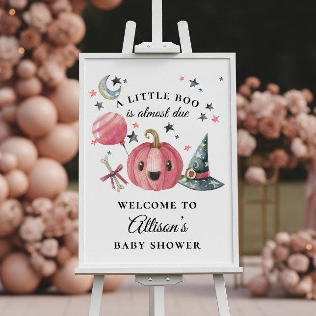 Little Boo Halloween Pink Baby Shower Welcome Sign (Creator Uploaded)