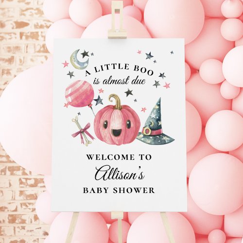 Little Boo Halloween Pink Baby Shower Welcome Sign