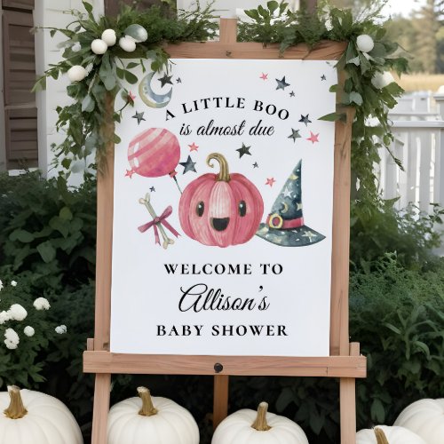 Little Boo Halloween Pink Baby Shower Welcome Sign