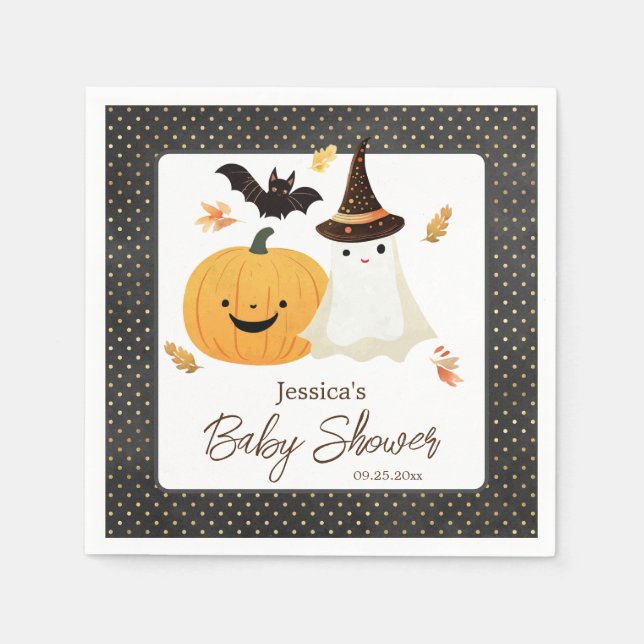 Little Boo Halloween Pollka Dot Baby Shower  Napkins (Front)