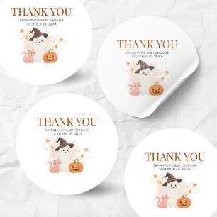 Little Boo Halloween Pumpkin Baby Shower Classic Round Sticker