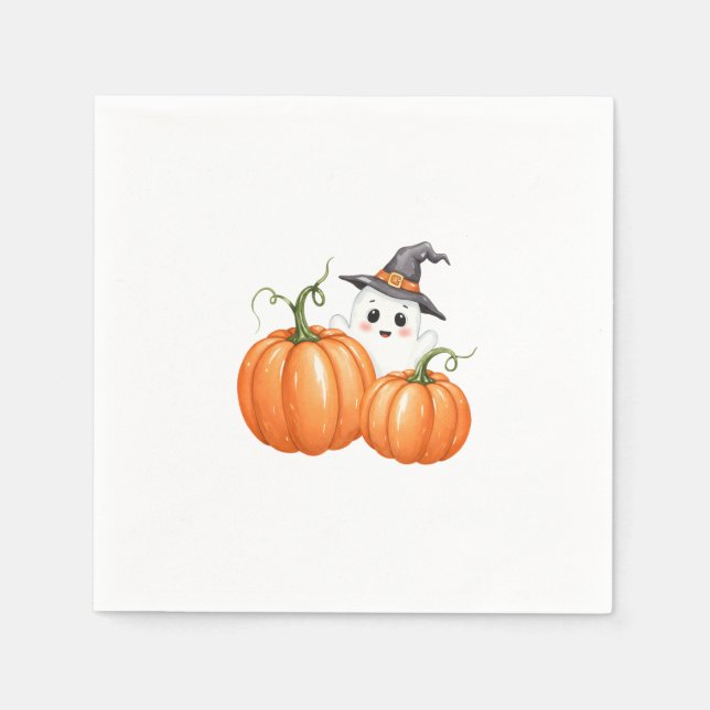 Little Boo Halloween Pumpkin Baby Shower Napkins (Front)