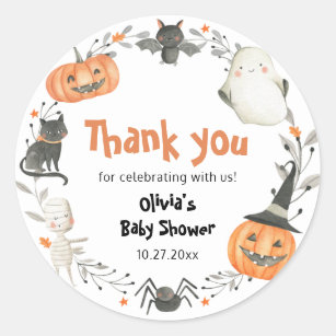 Little Boo Halloween Pumpkin Baby Shower Stickers