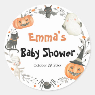 Little Boo Halloween Pumpkin Baby Shower Stickers