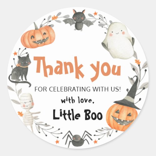 Little Boo Halloween Pumpkin Baby Shower Stickers