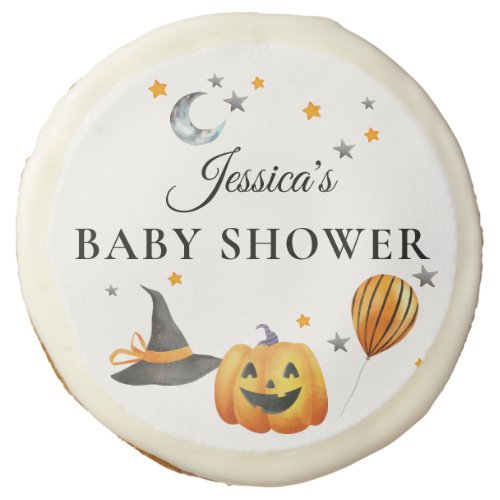 Little Boo Halloween Pumpkin Baby Shower Sugar Cookie