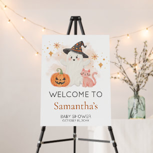 Little Boo Halloween Pumpkin Baby Welcome Sign