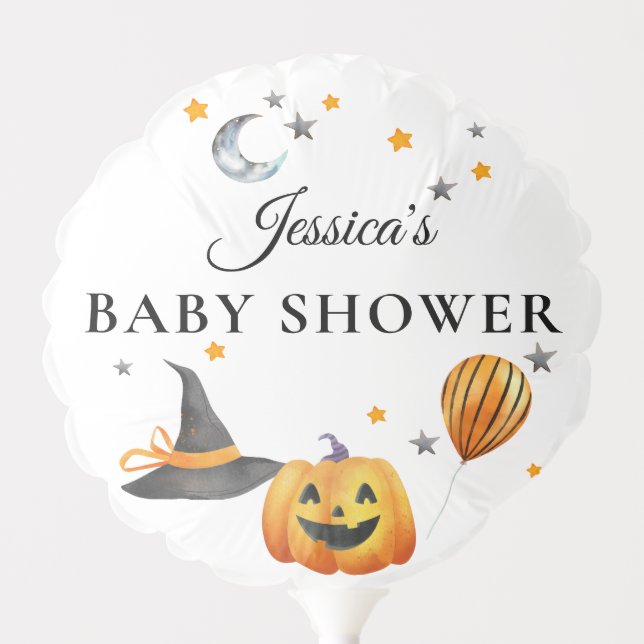 Little Boo Halloween Pumpkin Fall Baby Shower Balloon (Front)