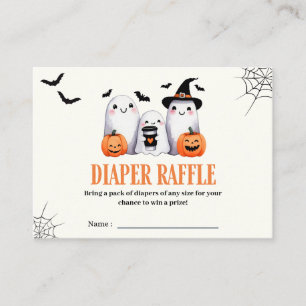 Little Boo Halloween Pumpkin Ghost Diaper Raffle Enclosure Card