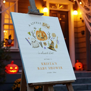 Little Boo Halloween Pumpkin Welcome Sign