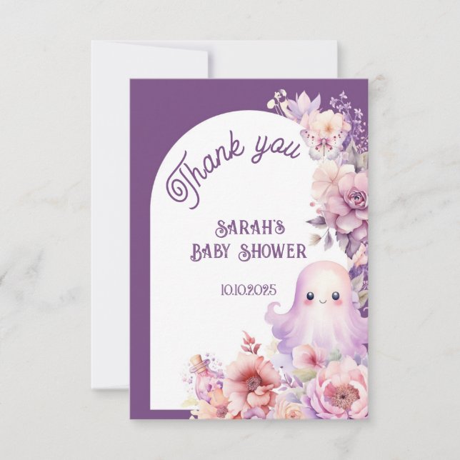 Little Boo halloween spooky baby shower thank you  Card (Front)