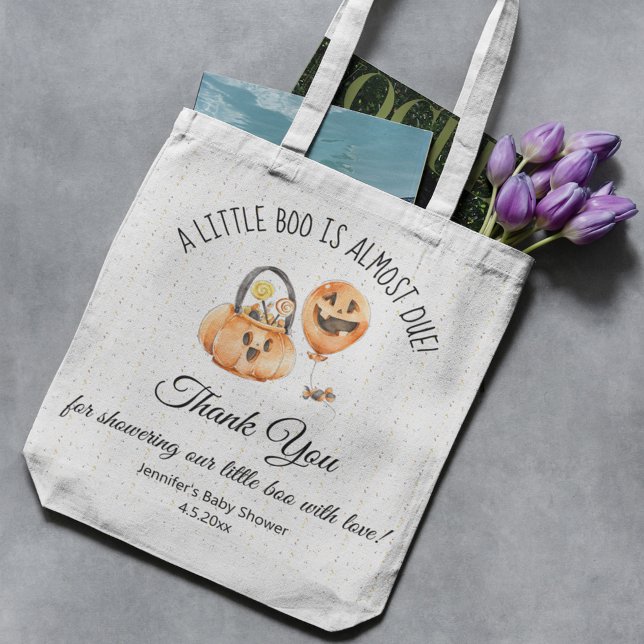 little boo ,halloween thank you baby shower  tote bag (Creator Uploaded)