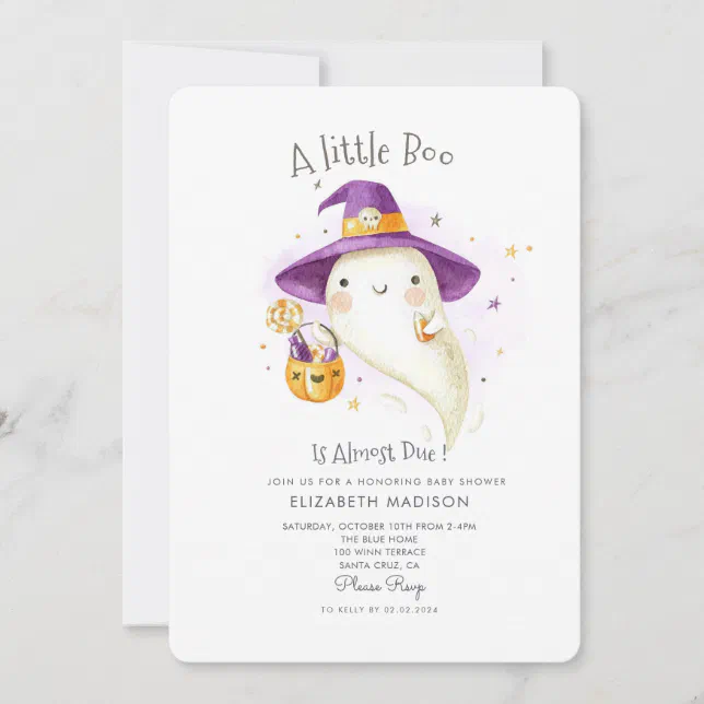 Little Boo Halloween Theme Fall Baby Shower Invitation | Zazzle