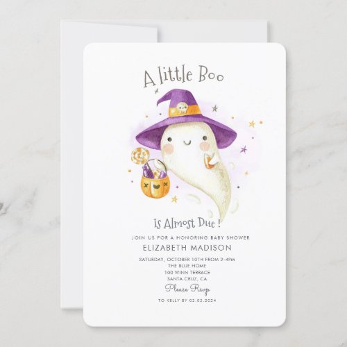 Little Boo Halloween Theme Fall Baby Shower Invitation