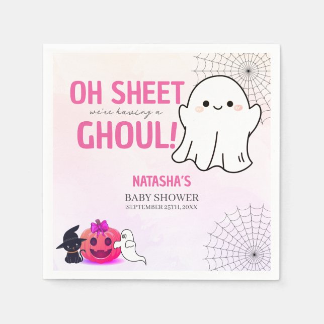 Little Boo Halloween Theme Girl Baby Shower Napkins (Front)
