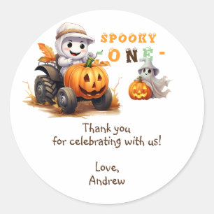 Little Boo Halloween Tractor Any Age 1st Birthday Classic Round Sticker