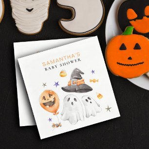 Little Boo Halloween Watercolor Baby Shower Napkins