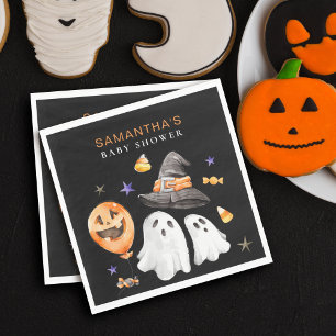 Little Boo Halloween Watercolor Baby Shower Napkins