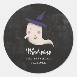 Little Boo Halloween Witch Ghost Birthday Party Classic Round Sticker