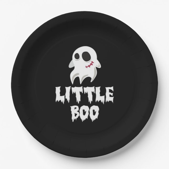 Little Boo In Halloween Cool Graphic Paper Plates (Front)