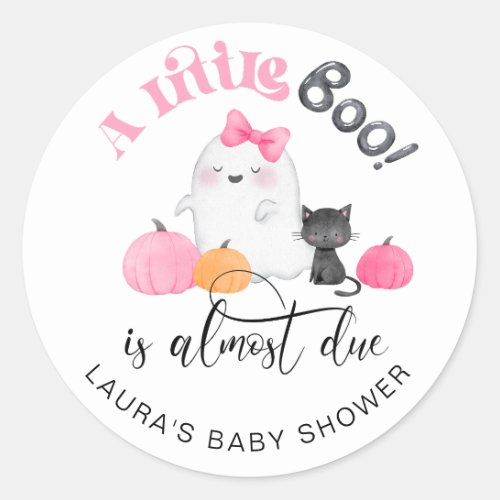 Little Boo is almost due baby shower Classic Round Sticker