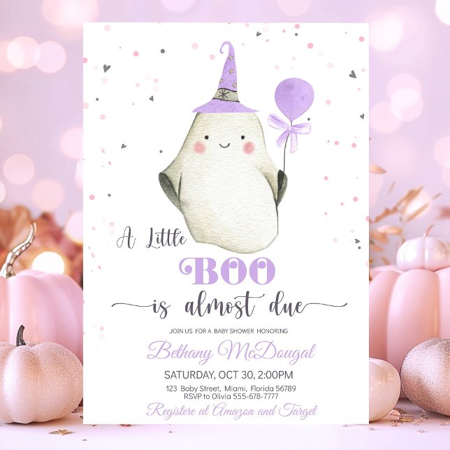 Little Boo is almost due Baby shower  Invitation (little boo baby shower, ghost baby shower, halloween baby shower, bow baby shower theme, fall baby s)