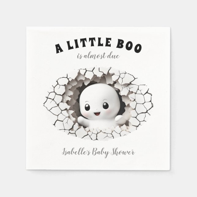 Little Boo Is Almost Due Baby Shower Napkins (Front)