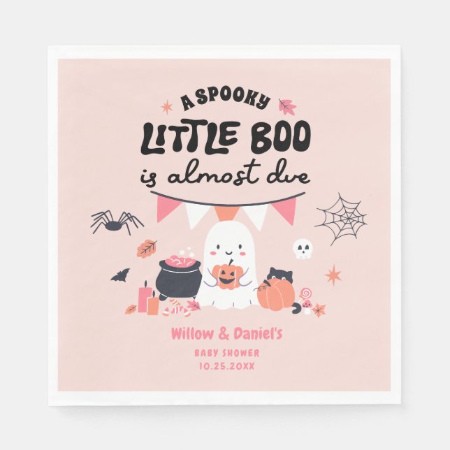 Little Boo is Almost Due Baby Shower Napkins (Front)