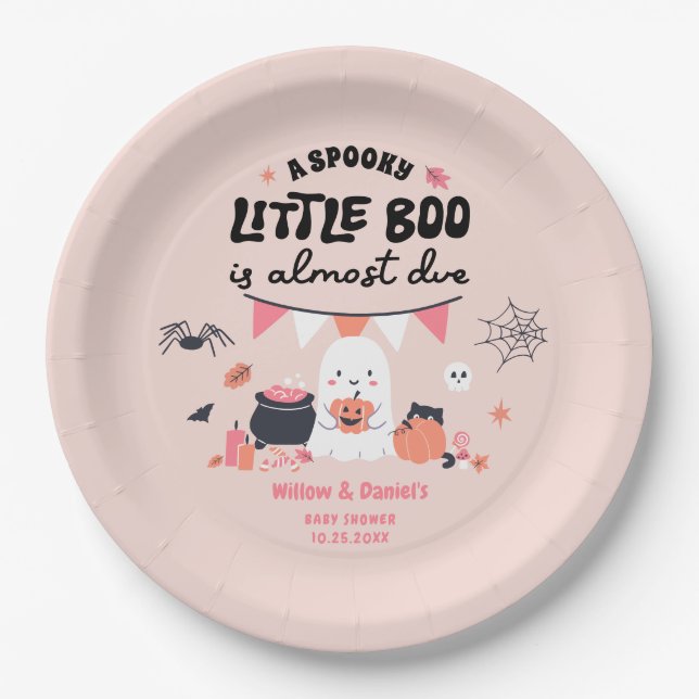 Little Boo is Almost Due Baby Shower Plates (Front)
