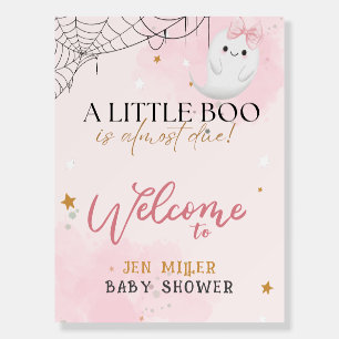 Little boo is almost due baby shower Welcome sign