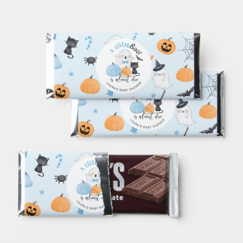 Little Boo is almost Due blue baby shower Hershey Bar Favors