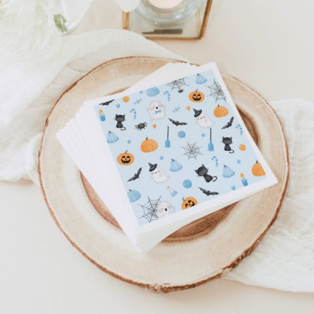 Little Boo is almost due blue baby shower Napkins (Creator Uploaded)