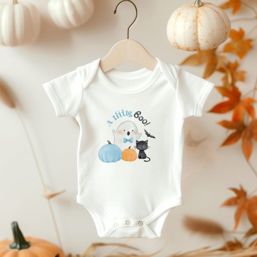 Little Boo is almost due blue boy baby shower Baby Bodysuit