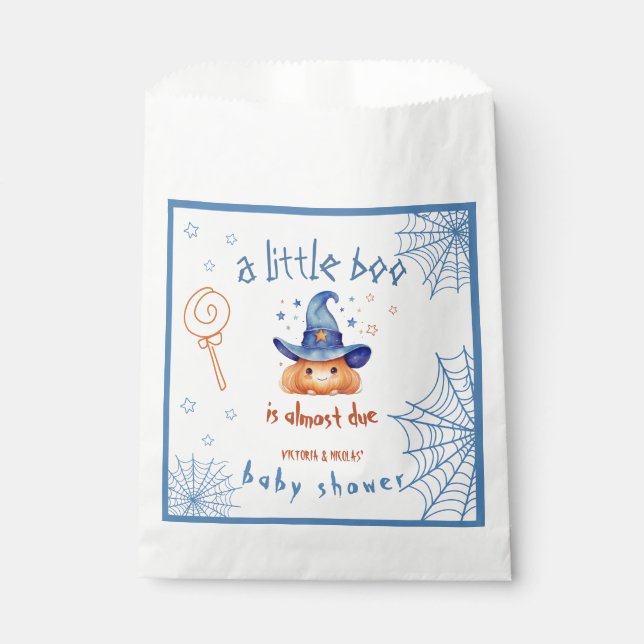 Little boo is Almost Due Boy Shower  Favor Bag (Front)