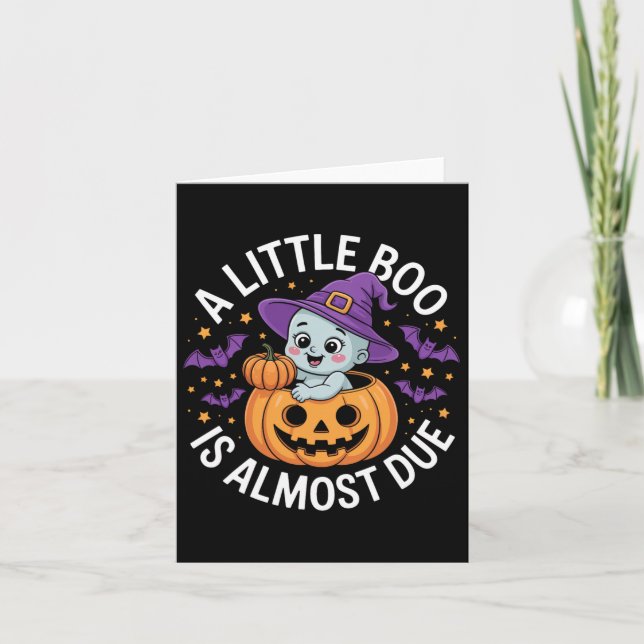 Little Boo Is Almost Due Cute Halloween Pregnancy  Card (Front)