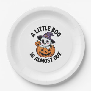 Little Boo Is Almost Due Cute Halloween Pregnancy Paper Plates