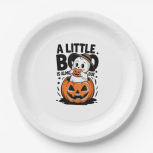 Little Boo Is Almost Due Cute Halloween Pregnancy Paper Plates